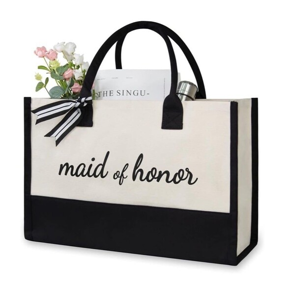 NWT Authentic TOPDesign maid of honor canvas tote bag large organic cotton - Picture 1 of 12